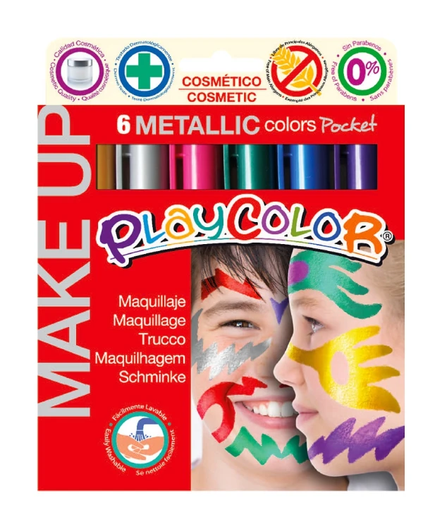 FARBA METALICZNA DO MALOWANIA TWARZY W SZTYFCIE 6 KOLORÓW KIESZONKOWA 01011