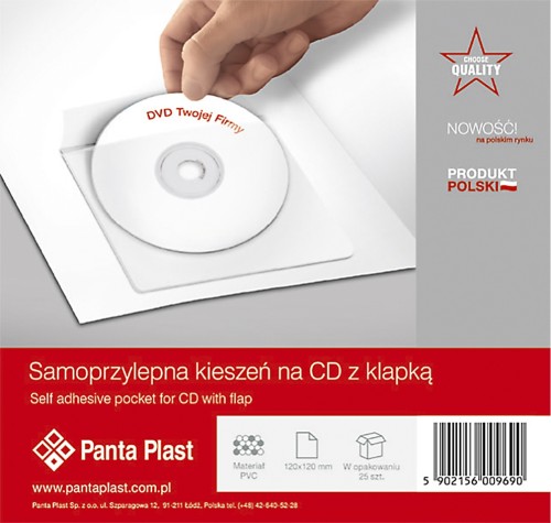 SAMOPRZYLEPNA KIESZEŃ Z KLAPKĄ NA CD - 25 szt.