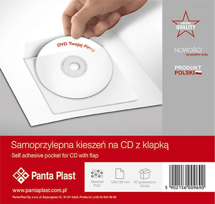 SAMOPRZYLEPNA KIESZEŃ Z KLAPKĄ NA CD - 25 szt.