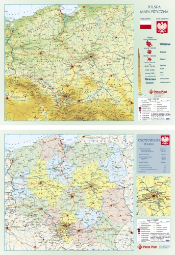 PODKŁADKA NA BIURKO Z MAPĄ 590 x 417 mm POLSKA DWUSTRONNA