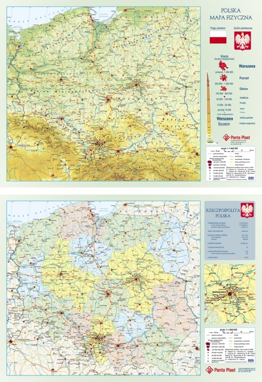 PODKŁADKA NA BIURKO Z MAPĄ 590 x 417 mm POLSKA DWUSTRONNA