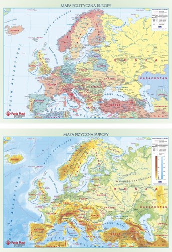 PODKŁADKA NA BIURKO Z MAPĄ 590 x 417 mm EUROPA DWUSTRONNA