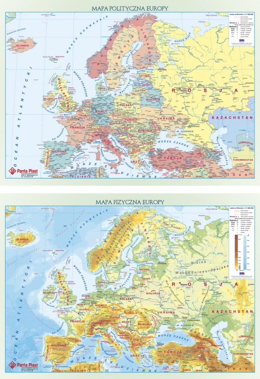 PODKŁADKA NA BIURKO Z MAPĄ 590 x 417 mm EUROPA DWUSTRONNA