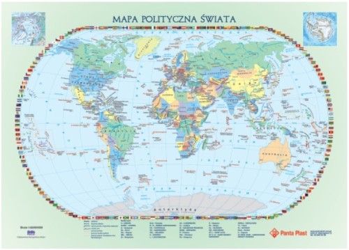 PODKŁADKA NA BIURKO Z MAPĄ 590 x 417 mm ŚWIAT JEDNOSTRONNA