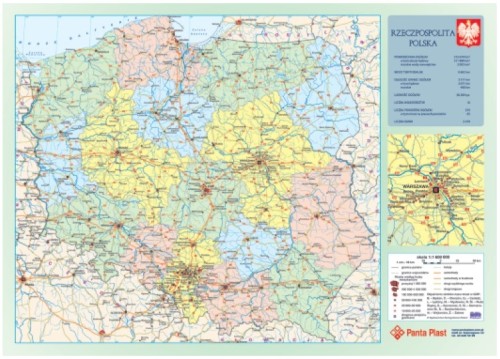 PODKŁADKA NA BIURKO Z MAPĄ 590 x 417 mm POLSKA JEDNOSTRONNA