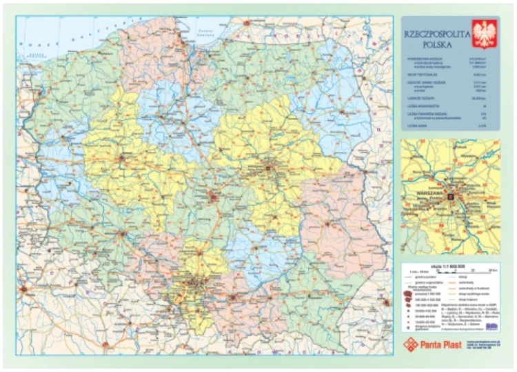 PODKŁADKA NA BIURKO Z MAPĄ 590 x 417 mm POLSKA JEDNOSTRONNA