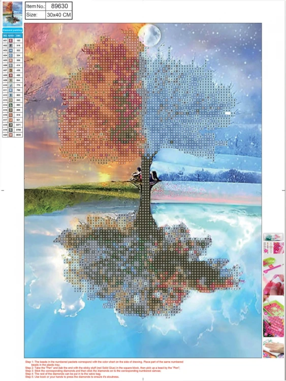 MOZAIKA DIAMENTOWA 5D KIT 30 X 40 CM PORY ROKU
