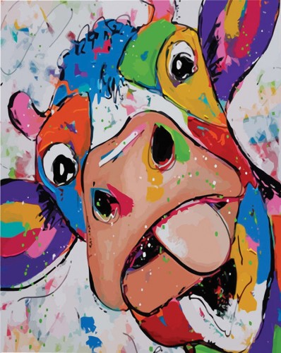 PŁÓTNO MALARSKIE ZE SZKICEM DO POMALOWANIA 40x50 CM - Krówka