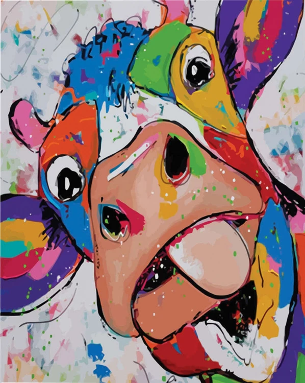 PŁÓTNO MALARSKIE ZE SZKICEM DO POMALOWANIA 40x50 CM - Krówka