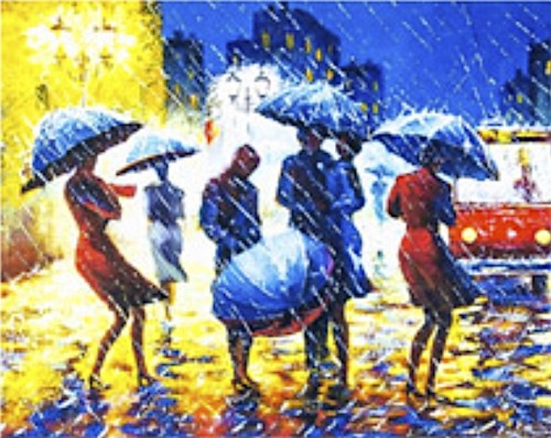 ZESTAW 2W1  PŁÓTNO MALARSKIE ZE SZKICEM 40x50 CM Z MOZAIKĄ DIAMENTOWĄ 5D - ULICA