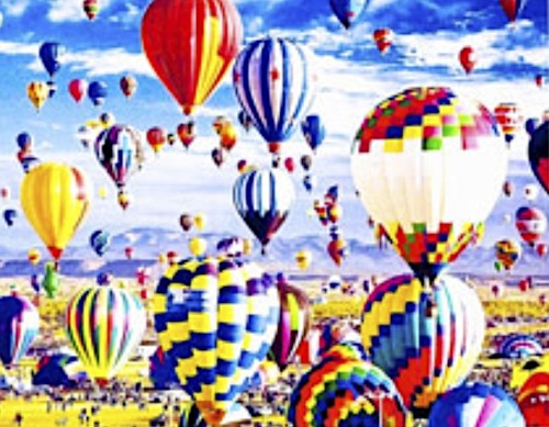 ZESTAW 2W1  PŁÓTNO MALARSKIE ZE SZKICEM 40x50 CM Z MOZAIKĄ DIAMENTOWĄ 5D - BALONY