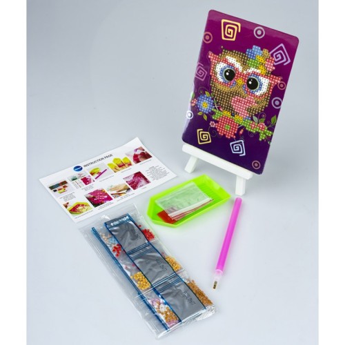 MOZAIKA DIAMENTOWA Z MINI SZTALUGĄ 5D KIT 10 X 15 CM SOWA