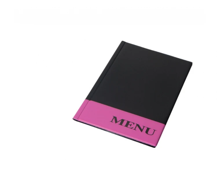 TECZKA MENU A4  Z OKIENKIEM CZARNY/RÓŻOWY