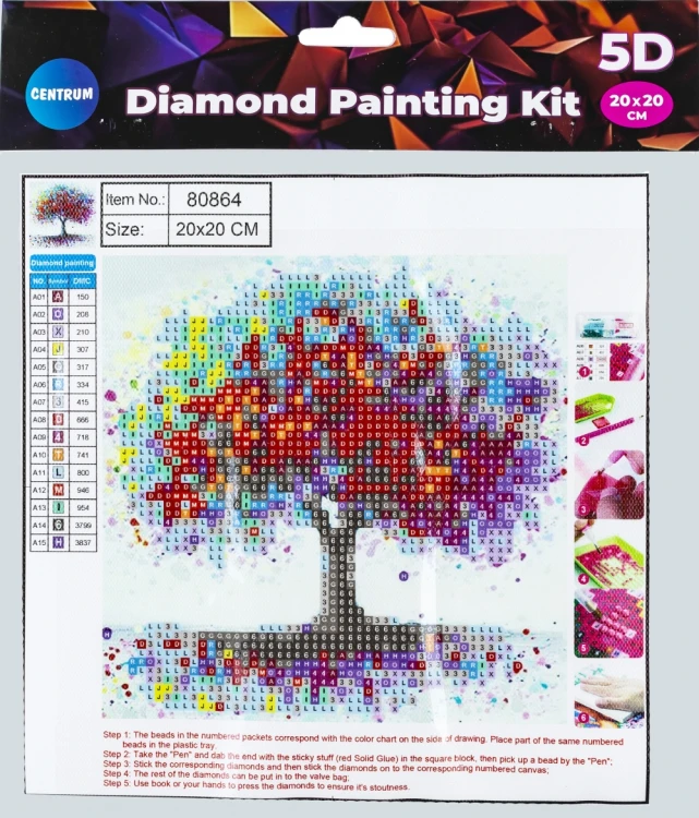 MOZAIKA DIAMENTOWA 5D KIT 20x20 cm RED TREE