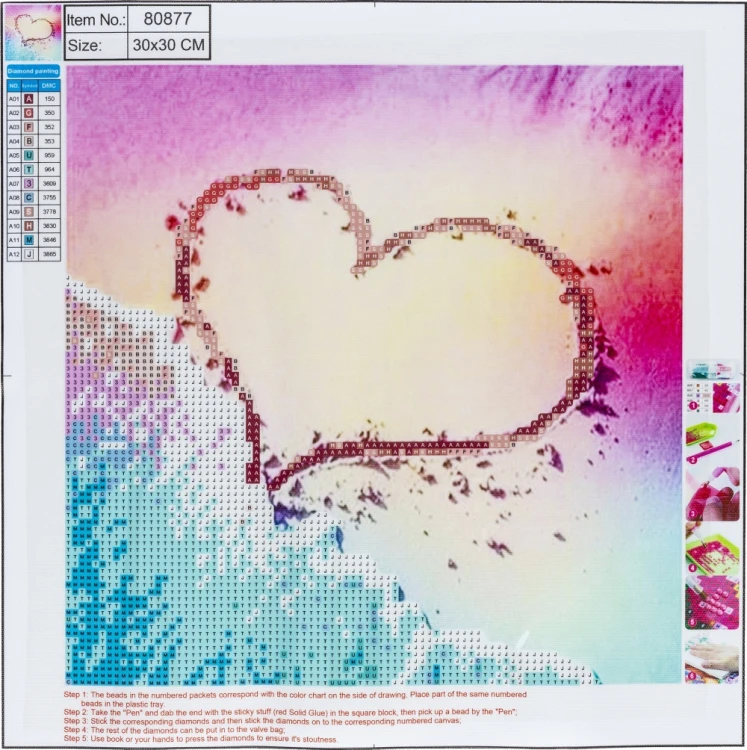 MOZAIKA DIAMENTOWA 5D KIT 30x30cm HEART
