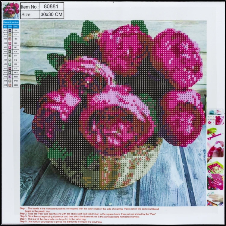 MOZAIKA DIAMENTOWA 5D KIT 30x30cm FLOWER BASKET