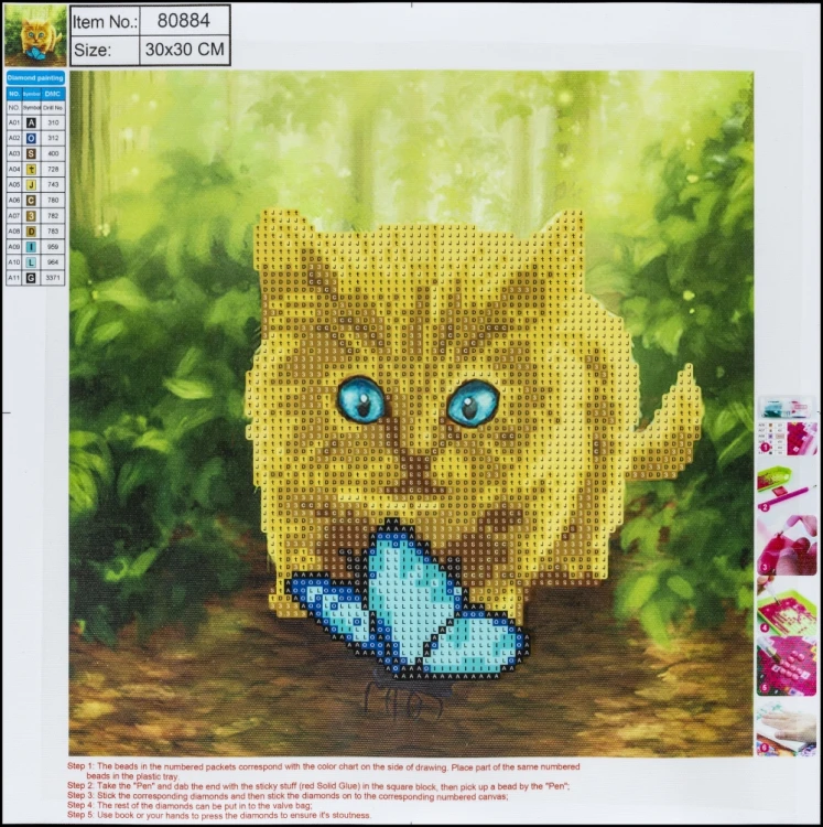 MOZAIKA DIAMENTOWA 5D KIT 30x30cm CAT & BUTTERFLY