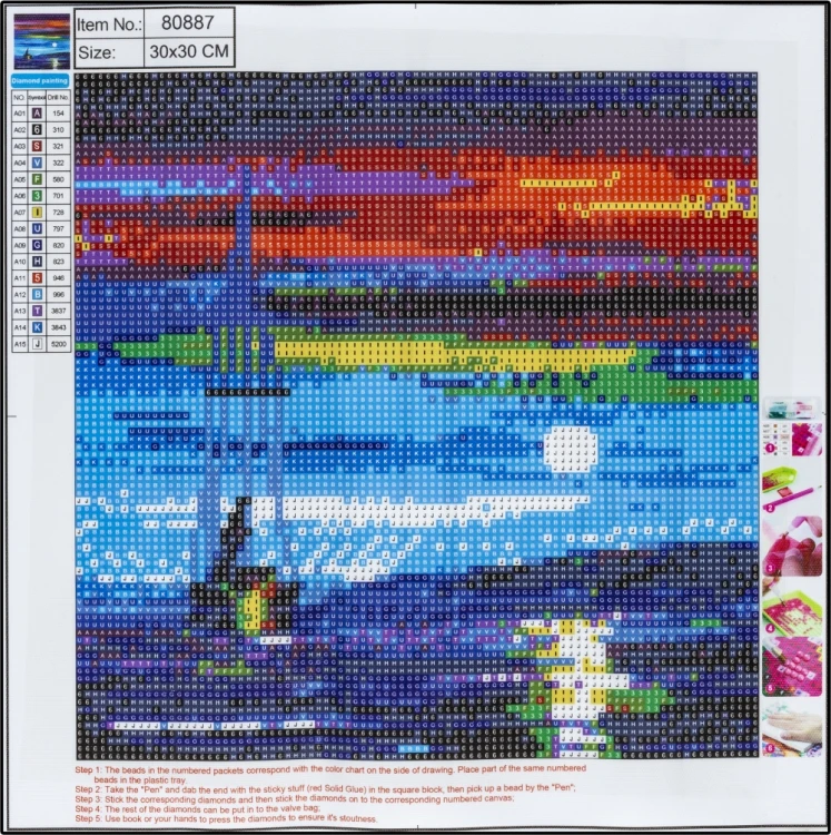 MOZAIKA DIAMENTOWA PEŁNA 30x30cm SEA