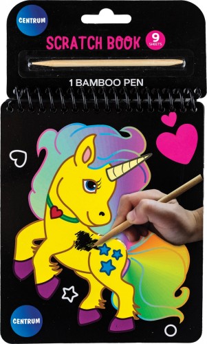 NOTES WYDRAPYWANKA Z BAMBUSOWYM PATYCZKIEM JEDNOROŻEC 160 X 190 MM 8 KARTEK