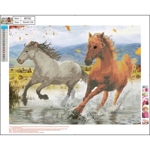 MOZAIKA DIAMENTOWA 5D KIT 40 X 50 CM HORSES