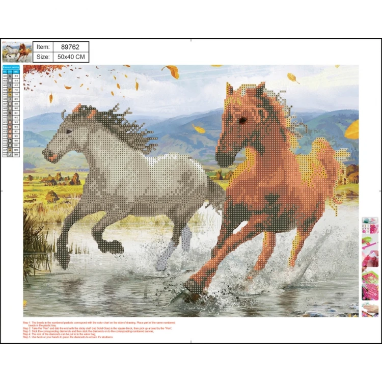 MOZAIKA DIAMENTOWA 5D KIT 40 X 50 CM HORSES