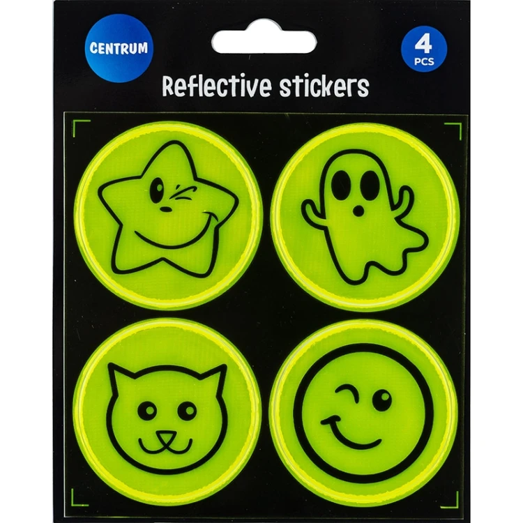 ZESTAW NAKLEJEK ODBLASKOWYCH EMOJI 50 MM 4 SZTUKI