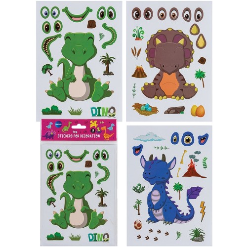 NAKLEJKI OZDOBNE DINOZAURY DIY 210 X 150 MM