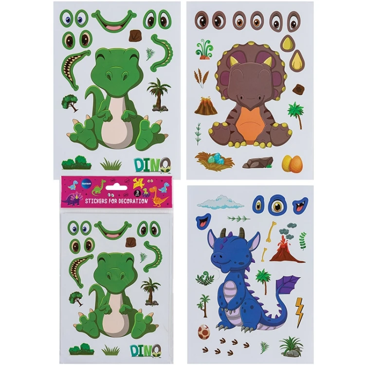 NAKLEJKI OZDOBNE DINOZAURY DIY 210 X 150 MM
