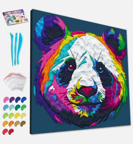 OBRAZ DO WYKLEJANIA PLASTELINĄ - PANDA 30 x 30 cm