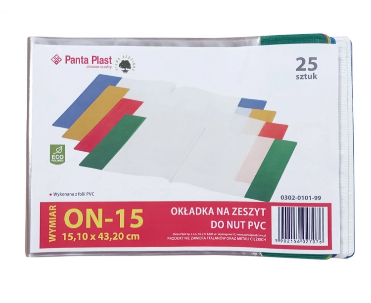 OKŁADKI NA ZESZYT PVC DO NUT 151 X 432 MM (ON 15) x 25 SZT.