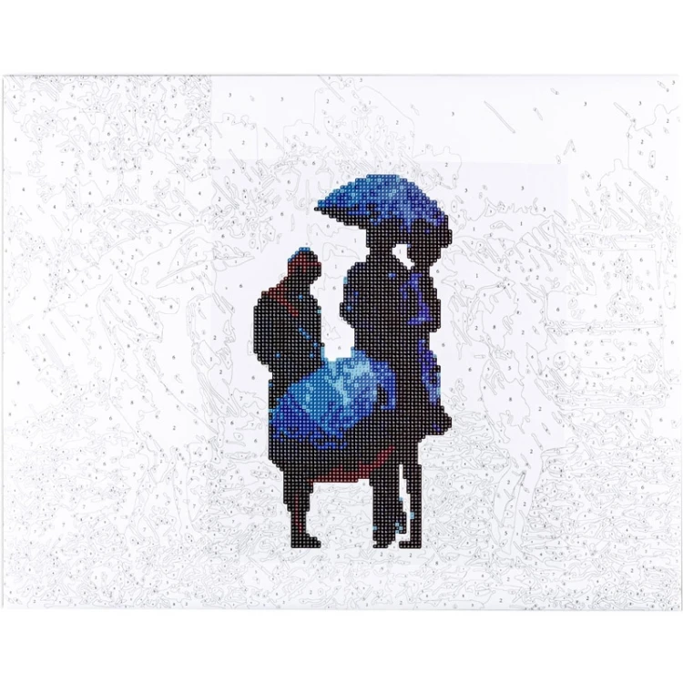 ZESTAW 2W1  PŁÓTNO MALARSKIE ZE SZKICEM 40x50 CM Z MOZAIKĄ DIAMENTOWĄ 5D - ULICA