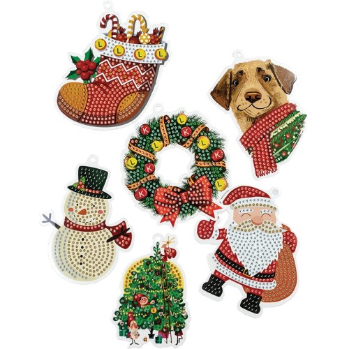 ZAWIESZKA ŚWIĄTECZNA W FORMIE MOZAIKI DIAMENTOWEJ 5D 6x9 CM ŚWIĄTECZNA X 6 SZT